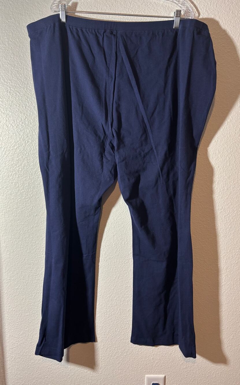Woman Within Size 30/32 Stretchy Soft Pull-On Elastic Waist Leggings Navy Blue